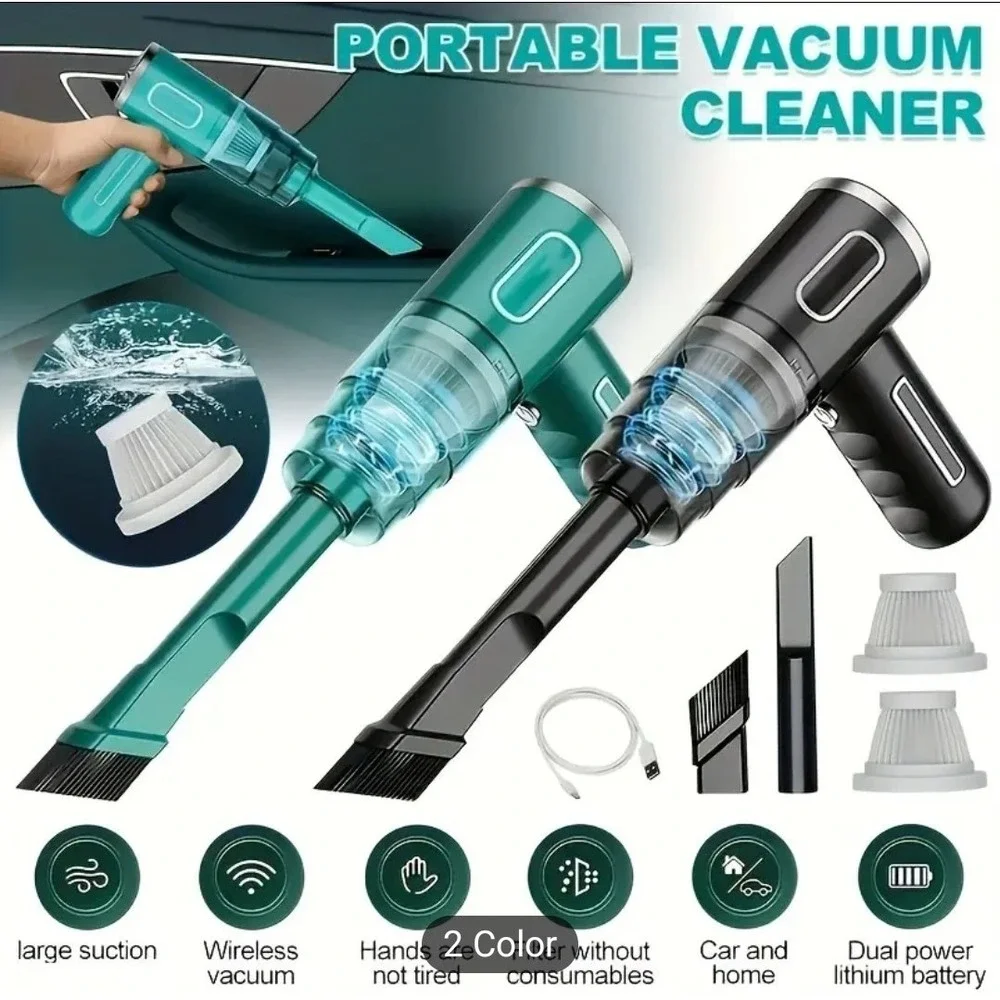 29000Pa Car Vacuum Cleaner Strong Suction Dust Catcher Cordless Handheld Green